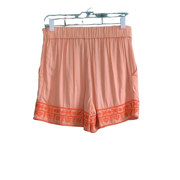 Gianni Bini Melon Rayon Embroidered Hem Midi Shorts Size S - Picture 3 of 12